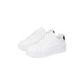 Plateausneaker TOMMY HILFIGER "TH PLATFORM COURT SNEAKER", Damen, Gr. 41, weiß, Leder, sportlich, Schuhe, Freizeitschuh, Halbschuh, Schnürschuh, Kontrastbesatz an der Ferse