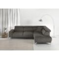 Ecksofa 3C CANDY "Greve Sofa immer mit manuelle Kopfteilverstellungen, modern, elegant", schwarz, B:249cm H:79cm T:209cm, 100% Leder, Sofas, wahlweise motorischer Sitzvorzug, bequem und zeitlos, L-Form