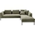 Ecksofa 3C CANDY "Marango Designsofa mit tollem Sitzkomfort, hoher Fuß, L-Form", grün (moos), B:301cm H:83cm T:201cm, 95% Polyester, 5% Nylon, Sofas, Lose Rücken- und Sitzkissen, Feincord