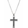 Kette mit Anhänger EMPORIO ARMANI "Halskette Kreuz, EGS1705040", silber (silberfarben, grau), Halsketten, Damen, Edelstahl, L: 55cm, mit Carbon