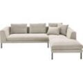 Ecksofa 3C CANDY "Marango Designsofa mit tollem Sitzkomfort, hoher Fuß, L-Form", beige (sand), B:301cm H:83cm T:201cm, 95% Polyester, 5% Nylon, Sofas, Lose Rücken- und Sitzkissen, Feincord