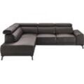 Ecksofa 3C CANDY "Greve modern und bequem, inkl. manueller Kopfteilverstellung, L-Form", braun, B:249cm H:79cm T:209cm, 100% Leder, Sofas, wahlweise mit motorischem Sitzvorzug