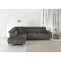 Ecksofa 3C CANDY "Greve Sofa immer mit manuelle Kopfteilverstellungen, modern, elegant", schwarz, B:249cm H:79cm T:209cm, 100% Leder, Sofas, wahlweise motorischer Sitzvorzug, bequem und zeitlos, L-Form