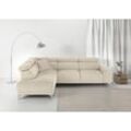 Ecksofa 3C CANDY "Greve Sofa immer mit manuelle Kopfteilverstellungen, modern, elegant", beige (natur), B:249cm H:79cm T:209cm, 100% Leder, Sofas, wahlweise motorischer Sitzvorzug, bequem und zeitlos, L-Form