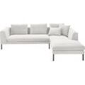 Ecksofa 3C CANDY "Marango Designsofa mit tollem Sitzkomfort, hoher Fuß, L-Form", silber, B:301cm H:83cm T:201cm, 95% Polyester, 5% Nylon, Sofas, Lose Rücken- und Sitzkissen, Feincord