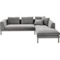 Ecksofa 3C CANDY "Marango Designsofa mit tollem Sitzkomfort, hoher Fuß, L-Form", grau, B:301cm H:83cm T:201cm, 95% Polyester, 5% Nylon, Sofas, Lose Rücken- und Sitzkissen, Feincord