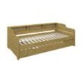 Daybett HOME AFFAIRE ""REETE1", Stauraum, Funktionsbett, Kinderbett, inklusive Schubkasten", beige (natur, natur), B:110,9cm H:69,4cm L:205,1cm, Daybetten, mit Regalen, FSC zertifiziertes Massivholz (Kiefer), Landhausstil