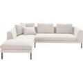 Ecksofa 3C CANDY "Marango Designsofa mit tollem Sitzkomfort, hoher Fuß, L-Form", weiß, B:301cm H:83cm T:201cm, 95% Polyester, 5% Nylon, Sofas, Lose Rücken- und Sitzkissen, Feincord