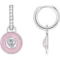 Paar Creolen THOMAS SABO "mit Einhänger rosa und Zirkoniabesatz, CR723-691-9", rosa (silberfarben, weiß, rosa, weiß), Ohrringe, Damen, Silber 925 (Sterlingsilber), mit Zirkonia (synth.) - Einhänger abnehmbar