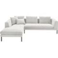 Ecksofa 3C CANDY "Marango Designsofa mit tollem Sitzkomfort, hoher Fuß, L-Form", silber, B:301cm H:83cm T:201cm, 95% Polyester, 5% Nylon, Sofas, Lose Rücken- und Sitzkissen, Feincord