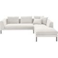 Ecksofa 3C CANDY "Marango Designsofa mit tollem Sitzkomfort, hoher Fuß, L-Form", weiß, B:301cm H:83cm T:201cm, 95% Polyester, 5% Nylon, Sofas, Lose Rücken- und Sitzkissen, Feincord