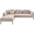 Ecksofa 3C CANDY "Marango Designsofa mit tollem Sitzkomfort, hoher Fuß, L-Form", beige (sand), B:301cm H:83cm T:201cm, 95% Polyester, 5% Nylon, Sofas, Lose Rücken- und Sitzkissen, Feincord