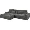 Ecksofa 3C CANDY "Stripes Mega-Sofa, bequem und komfortabel, L-Form", grau (dunkelgrau), B:296cm H:83cm T:205cm, 88% Polyester, 12% Polyacryl, Sofas, Lose Rückenkissen, mit feiner Quersteppung, Cord-Bezug