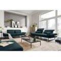 2-Sitzer 3C CANDY "Mallow Designsofa mit Komfortfunktionen, modern und bequem", blau (petrol), B:228cm H:83cm T:103cm, 100% Polyester, Sofas, Verstellbare Armlehne und Kopfteil, manuelle Sitztiefenverstellung