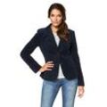 Jackenblazer ANISTON CASUAL, Damen, Gr. 34, blau (marine), Web, Cord, Obermaterial: 97% Baumwolle, 3% Elasthan. Futter: 100% Polyester, unifarben, casual, figurbetont hüftlang, Langarm normaler Saum mit Knöpfen, Blazer, mit Stoff-Einfassungen und Ärmelpatches