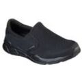 Slip-On Sneaker SKECHERS "Equalizer", Herren, Gr. 46, schwarz, Textil, Lederimitat, unifarben, sportlich, Schuhe, Slipper, Freizeitschuh mit Air Cooled Memory Foam Ausstattung