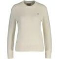 Sweater GANT "Strickpullover CLASSIC COTTON C-NECK", Damen, Gr. M, beige (creme), Obermaterial: 100% Baumwolle CO., Sweatshirts