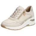 Sneaker RIEKER, Damen, Gr. 37, beige (hellbeige), Leder, Lederimitat, casual, Schuhe, mit seitlichem Reißverschluss, Freizeitschuh, Halbschuh, Schnürschuh, Topseller