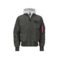 Bomberjacke ALPHA INDUSTRIES "Alpha Industries Men - Bomber Jackets MA-1 D-Tec Hood" Gr. L, grau (rep.grau), Herren, Obermaterial: 100% Nylon, Futter: 100% Nylon, Kapuze: 75% Baumwolle, 25% Polyester, Füllung: 100% Polyester, Jacken