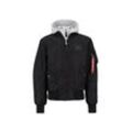 Bomberjacke ALPHA INDUSTRIES "Alpha Industries Men - Bomber Jackets MA-1 D-Tec Hood" Gr. L, schwarz, Herren, Obermaterial: 100% Nylon, Futter: 100% Nylon, Kapuze: 75% Baumwolle, 25% Polyester, Füllung: 100% Polyester, Jacken