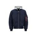 Bomberjacke ALPHA INDUSTRIES "Alpha Industries Men - Bomber Jackets MA-1 Zip Hood Back EMB" Gr. M, blau (ultra navy), Herren, Shell/Lining: 100% Nylon, Kapuze: 75%, 25% Polyester, Filling: 100% Polyester, Jacken