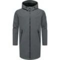 Softshellparka RAGWEAR "Shellwie Long" Gr. M (50), grau (dunkelgrau), Herren, Fleece, Außenmaterial: 92% Polyester, 8% Elasthan, Innenmaterial: 100% Polyester, Jacken, Wasserdichter Herren Softshellmantel mit Kapuze