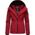 Outdoorjacke MARIKOO "Erdbeere", Damen, Gr. XS (34), rot (dunkelrot), Oberstoff: 100% Polyester, Futter: 100% Polyester, Wattierung: 100% Polyester, Ärmelfutter: 100% Polyester, sportlich, tailliert hüftbedeckend, Langarm Ärmel ohne Ärmelschlitz Rippstrickbündchen kontrastfarben, Jacken, sportliche Funktionsjacke mit Kapuze