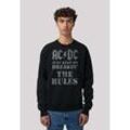 Sweatshirt F4NT4STIC "AC/DC Just Keep On Breaking The Rules" Gr. L, schwarz, Herren, Obermaterial: 85% Baumwolle, 15% Polyester, Sweatshirts, Premium Qualität