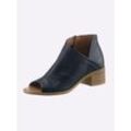 Sandalette ANDREA CONTI Gr. 36, blau (marine), Damen, Leder, Glattleder, Schuhe Sommerboots Peeptoe Ankleboots