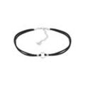 Collier ELLI "Halsband schwarz Choker mit Kreis 925 Silber", schwarz, Halsketten, Damen, 32, ohne Stein, Silber 925 (Sterlingsilber), L: 32cm