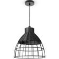 Pendelleuchte PACO HOME "PUCU", schwarz, Lampen, Ø 22cm H: 21cm Korb Lampe LED Hängeleuchte Rattan Esszimmerlampe Boho E27 Vintage