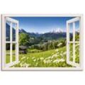 Wandbild ARTLAND "Fensterblick Bayerischen Alpen", weiß, B:130cm H:90cm, Canvas, Leinwand, Bilder, als Alubild, Leinwandbild, Wandaufkleber oder Poster in versch. Größen