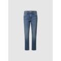 High-waist-Jeans PEPE JEANS "TAPERED JEANS HW", Damen, Gr. 26, Länge 30, medium blau comfort stretch, Denim/Jeans, Obermaterial: 99% Baumwolle, 1% Elasthan, casual, gerade, unten schmal, Jeans