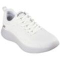 Sneaker SKECHERS "BOBS GEO-HOW DEBONAIR", Herren, Gr. 45, weiß (sanftes weiß), Lederimitat, sportlich, Schuhe, Freizeitschuh, Halbschuh, Schnürschuh im monochrome Look