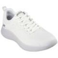 Sneaker SKECHERS "BOBS GEO-HOW DEBONAIR", Herren, Gr. 41, weiß (sanftes weiß), Lederimitat, sportlich, Schuhe, Freizeitschuh, Halbschuh, Schnürschuh im monochrome Look