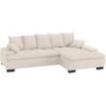 Ecksofa MR. COUCH "Haiti II, L-Form", beige (natur), B:280cm H:87cm T:180cm, Stripes (92% Polyester / 8% Nylon), Sofas, Wahlweise mit Kaltschaum, Bett, Bettkasten