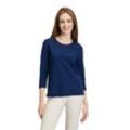 3/4-Arm-Shirt BETTY BARCLAY "Betty Barclay Casual-Shirt mit Struktur", Damen, Gr. 36, blau (blau ink), Piquu00e9, Obermaterial: 66% Baumwolle, 31% Polyester, 3% Elasthan., casual, tailliert normal, Rundhals, 3/4-Ärmel, Shirts, Struktur