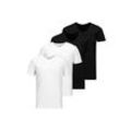 T-Shirt JACK & JONES "T-Shirt JACBASIC V-NECK TEE 2PK 2er Pack" Gr. L, schwarz (schwarz, weiß), Herren, Obermaterial: 100% Baumwolle CO., Shirts