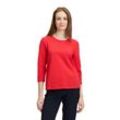 3/4-Arm-Shirt BETTY BARCLAY "Betty Barclay Casual-Shirt mit Struktur", Damen, Gr. 36, rot (poppy rot), Piquu00e9, Obermaterial: 66% Baumwolle, 31% Polyester, 3% Elasthan., casual, tailliert normal, Shirts, Struktur