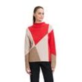 Strickpullover BETTY BARCLAY "Betty Barclay Feinstrickpullover mit Intarsie" Gr. 36, patch rot, nature, Damen, Obermaterial: 50% Baumwolle, 50% Polyacryl., Pullover, Color Blocking