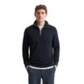 Troyer MARC O'POLO, Herren, Gr. L, blau (schwarz navy), Strick, Obermaterial: 100% Baumwolle, casual, regular fit, Langarm Rippbündchen, Pullover, mit feiner, elastischer Struktur