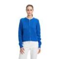 Strickjacke BETTY BARCLAY "Betty Barclay Feinstrickjacke mit Reißverschluss", Damen, Gr. 40, blau (mittelblau), Strick, Obermaterial: 50% Baumwolle, 50% Polyacryl., Basic, gerade normal, Strickjacken, Reißverschluss