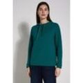 Sweatshirt CECIL Gr. L (42), blau (petrol grün), Damen, Sweatware, 70% Baumwolle, 27% Viskose, 3% Elasthan, Strukturmuster, Sweatshirts, mit elastischem Materialmix