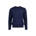 Sweater GANT "Strickpullover CLASSIC COTTON C-NECK" Gr. 4XL, jeansblau melange, Herren, Obermaterial: 100% Baumwolle CO., Sweatshirts