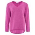 Sweatshirt ZWILLINGSHERZ "Sweatshirt BW "Positive Mind"" Gr. LXL, lila (beere), Damen, Obermaterial: 70% Baumwolle, 30% Polyester, Sweatshirts, Sweatshirt im Used-Look mit V-Ausschnitt und Stempeldruck