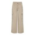 Cargohose KIDS ONLY "KOGYARROW-VOX STR CARGO PANT PNT NOOS", Mädchen, Gr. 128, N-Gr, grau (pumice stone), Web, Obermaterial: 98% Baumwolle, 2% Elasthan, unifarben, modisch, regular fit knöchellang, Hosen