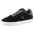 Sneaker CALVIN KLEIN JEANS "CLASSIC CUPSOLE WT MG", Herren, Gr. 41, schwarz (schwarz, grau), Veloursleder, unifarben mit Farbeinsatz, sportlich, Schuhe, Halbschuh, Schnürschuh, Freizeitschuh mit heller Laufsohle