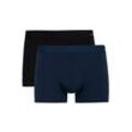 Boxershorts CALIDA "Boxershort New Boxer Cotton Code 2er Pack", Herren, Gr. L, schwarz, dunkelblau, Obermaterial: 95% Baumwolle CO. 5% Elasthan EL., Unterhosen