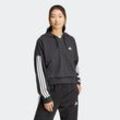 Kapuzensweatshirt ADIDAS SPORTSWEAR "W 3S FT QZ HD", Damen, Gr. L, schwarz-weiß (schwarz, weiß), Obermaterial: 55% Baumwolle, 36% Polyester, 9% Viskose, sportlich, Sweatshirts