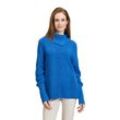 Strickpullover BETTY BARCLAY "Betty Barclay Grobstrick-Pullover mit hohem Kragen" Gr. 36, blau (mittelblau), Damen, Strick, Obermaterial: 50% Baumwolle, 50% Polyacryl., Pullover, Kragen